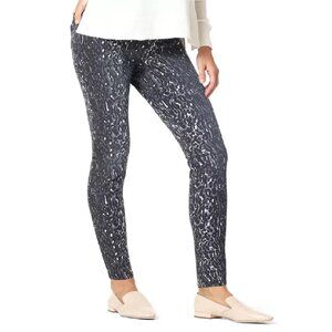 new HUE Women's On-Trend Skinny Black Leopard Denim High-Rise Leggings - Size XL